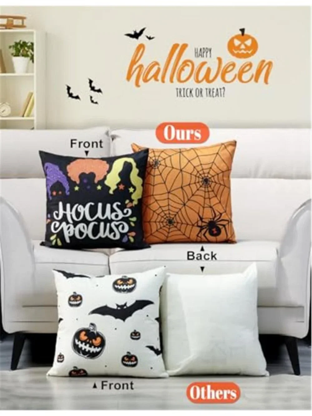 Halloween Pillow Covers 18x18 4Pcs Double‑Sided Print Home Decor